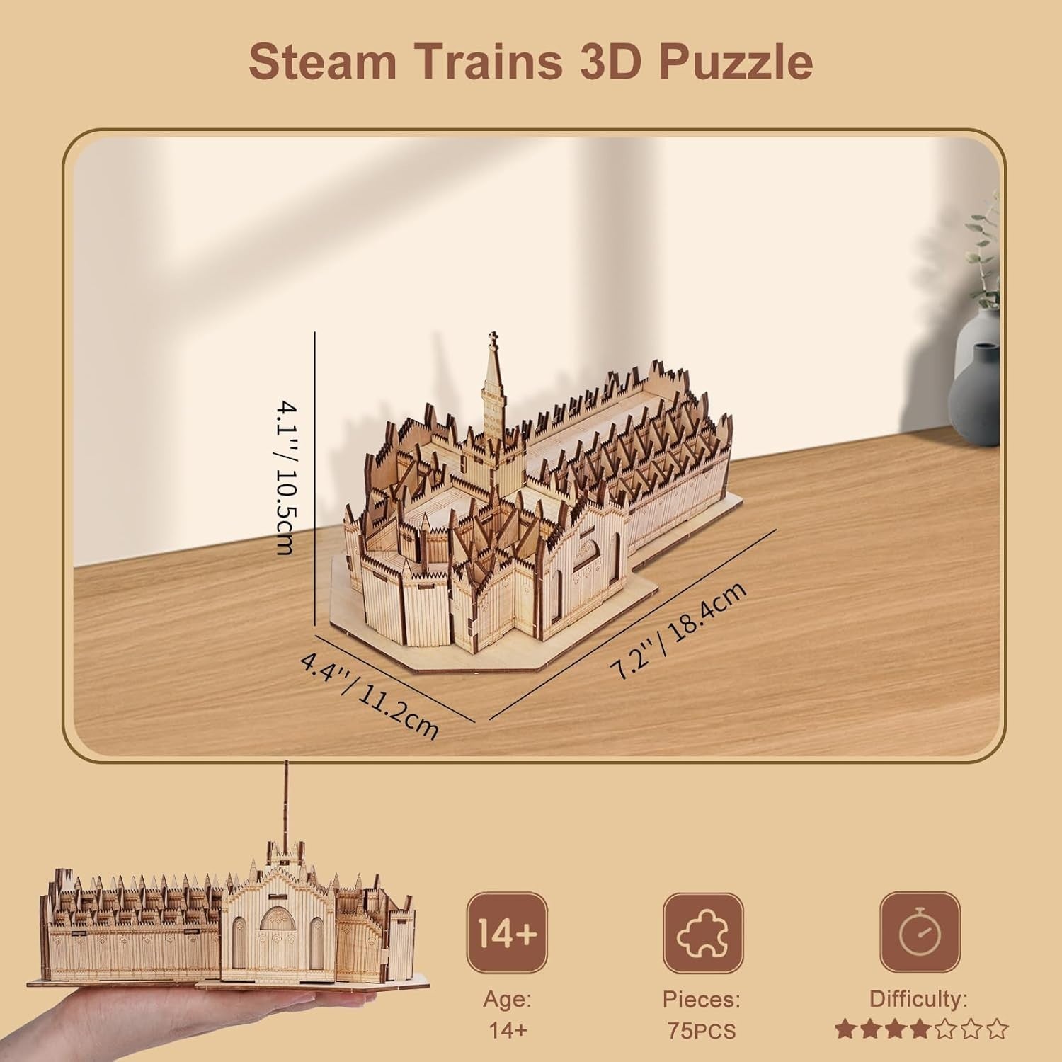 3D Wooden Milan Cathedral Puzzle Model Kit, DIY Architectural Craft Set