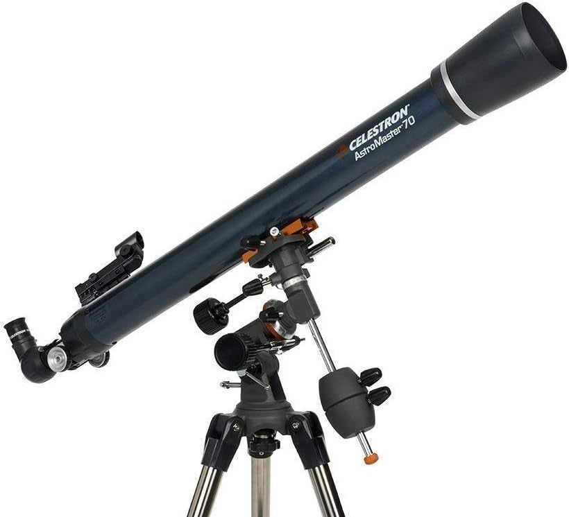 70mm Refractor Telescope with EQ Mount, Eyepieces & Starry Night Software, Blue