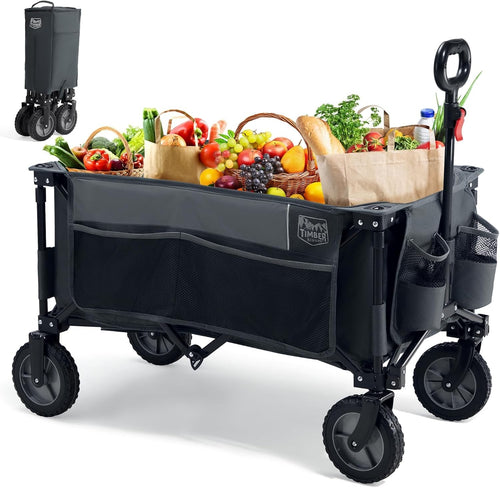 200L Folding Festival Trolley Wagon Heavy Duty Camping Beach Cart Grey