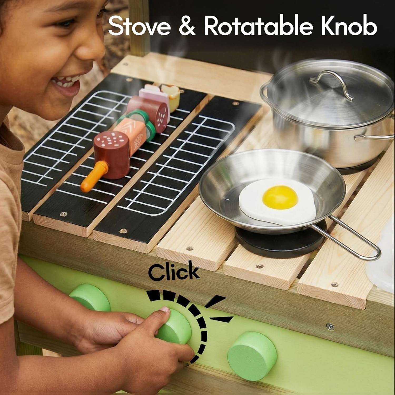 Outdoor Mud Kitchen for Kids Wooden Playset w/ Water Tank BBQ