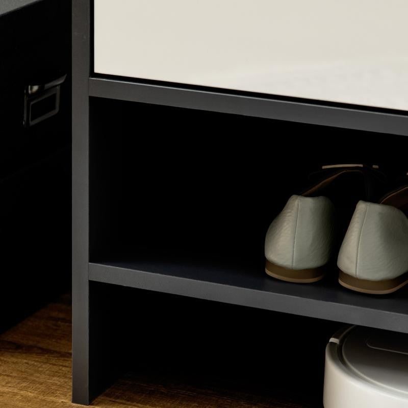 High Gloss Shoe Storage Cabinet White Doors Shelves Unit for 24 Pairs