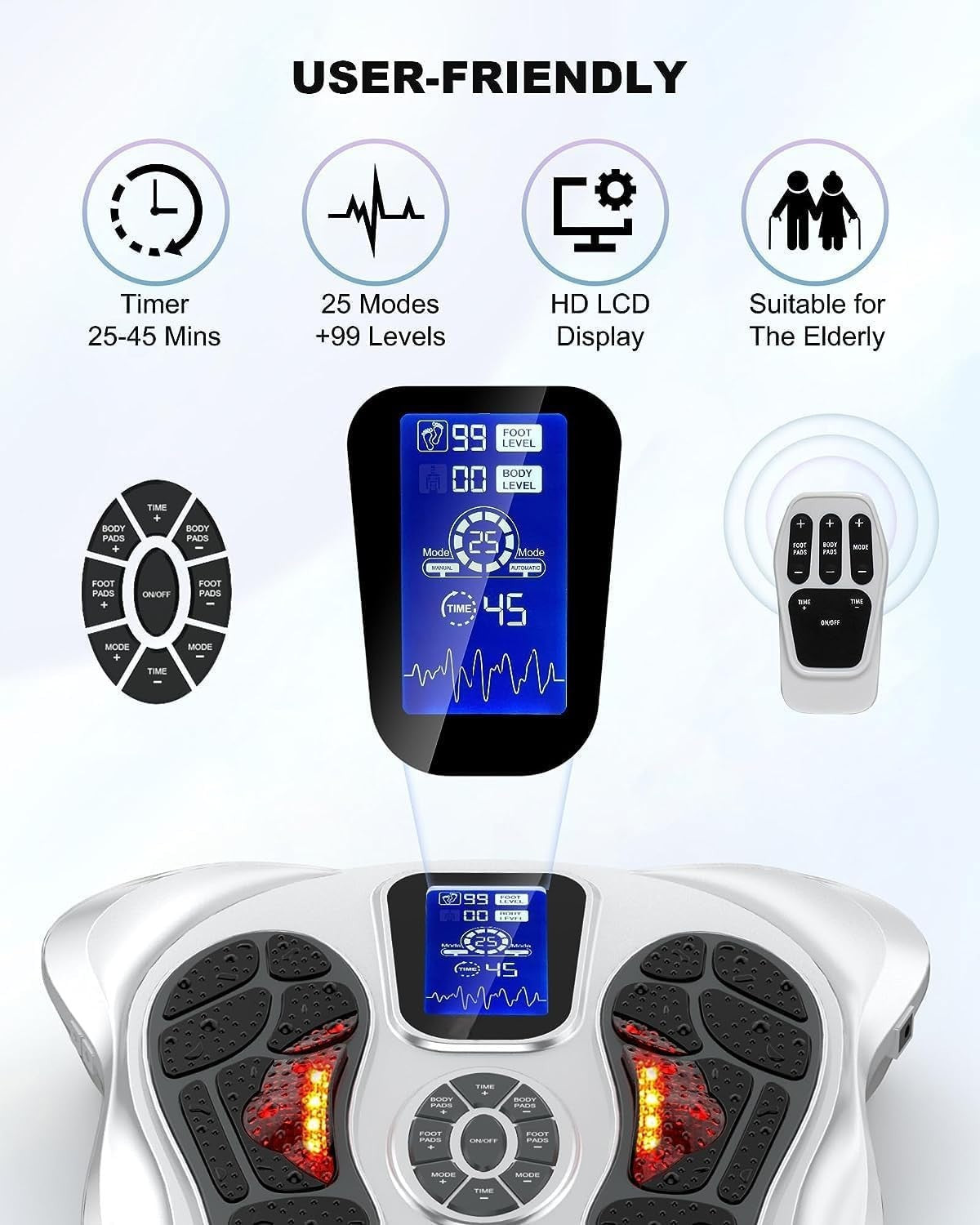 EMS Foot Circulation Massager 25 Modes 99 Intensity Pain Relief Therapy