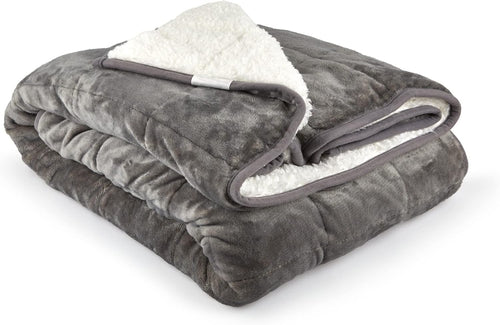 7kg Weighted Sherpa Blanket Grey 120x180cm for Twin/Full Bed Relaxation