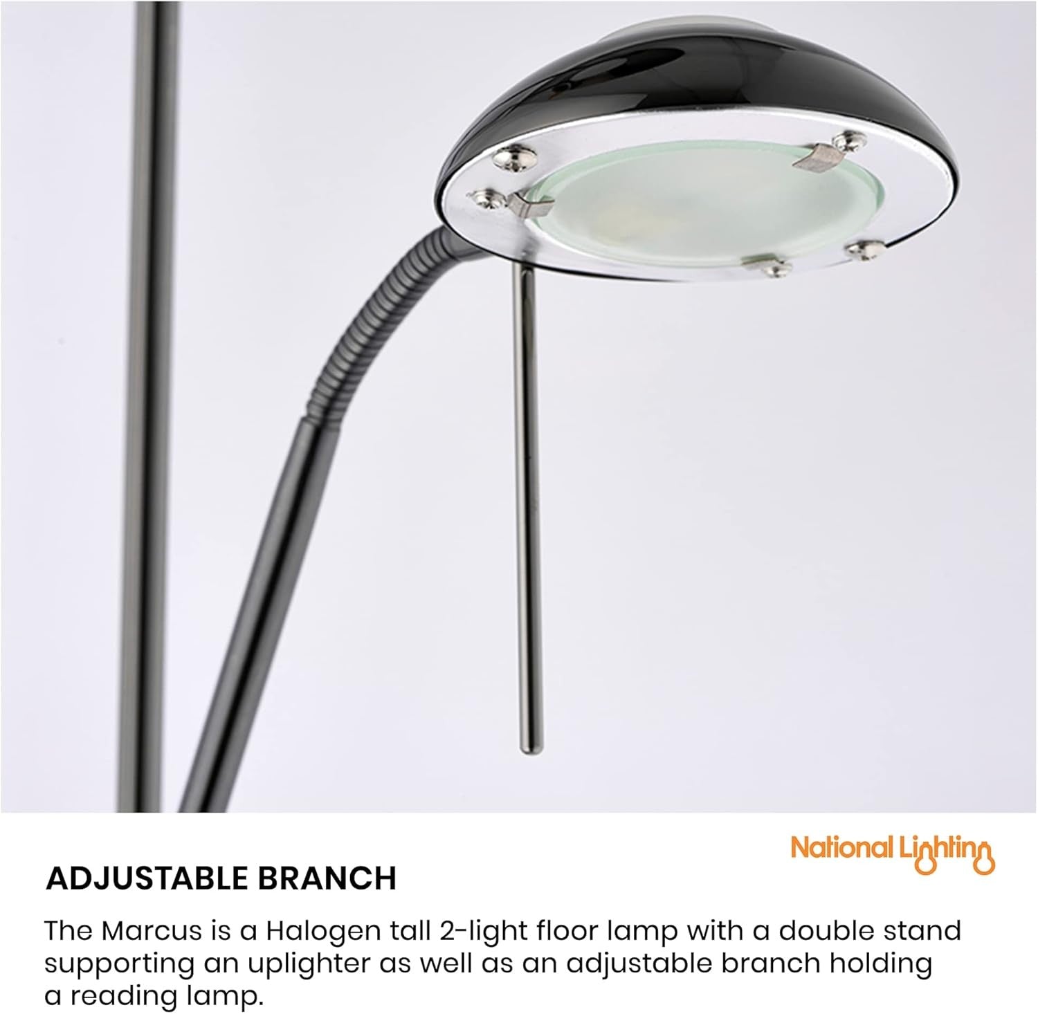 Mother Child Floor Lamp Black Chrome Uplighter Reading Light Dimmable