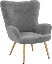 Sherpa Boucle Armchair High Back Accent Lounge Chair Grey