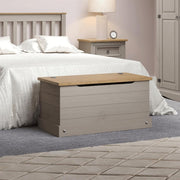 Solid Pine Storage Ottoman with Hinged Lid – Rustic Toy Chest & Bedding Box