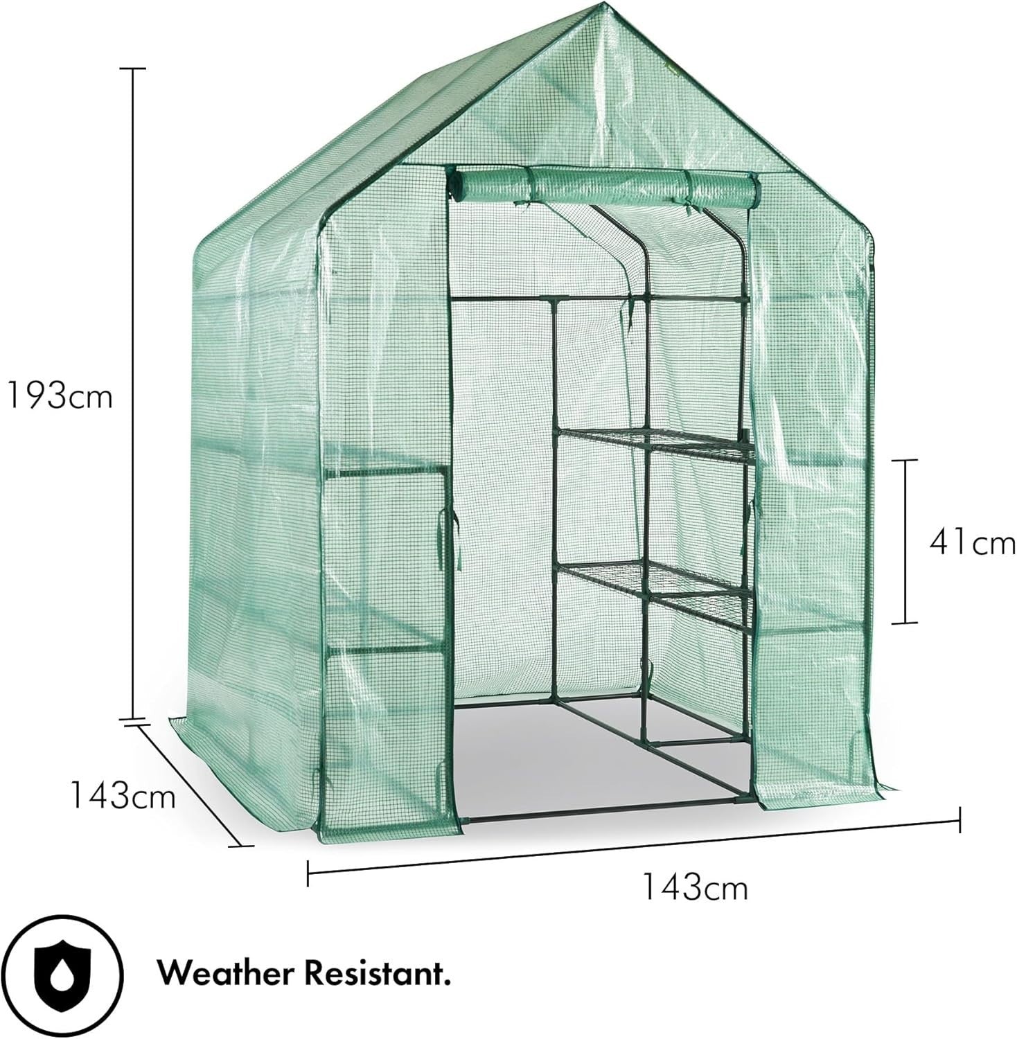 Large Walk-In Greenhouse with 8 Shelves | Heavy-Duty Steel Frame | Weatherproof