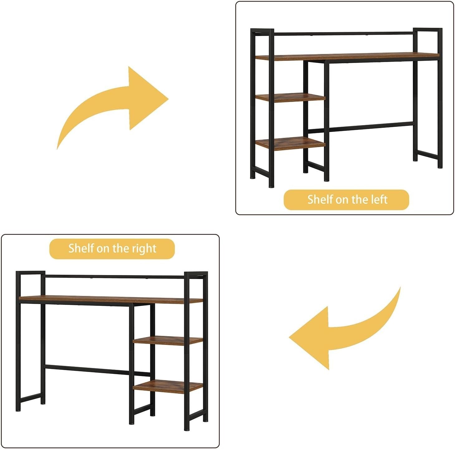 38.6" Desk Hutch 3-Tier Desktop Shelf Organizer Rack Monitor Stand Rustic Brown