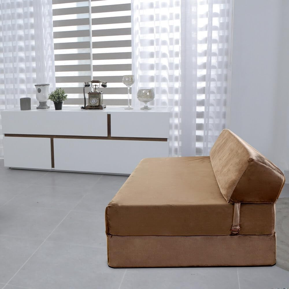 Double Fold Out Velvet Sofa Bed | Plush Foam Mattress | Space-Saving Z Bed
