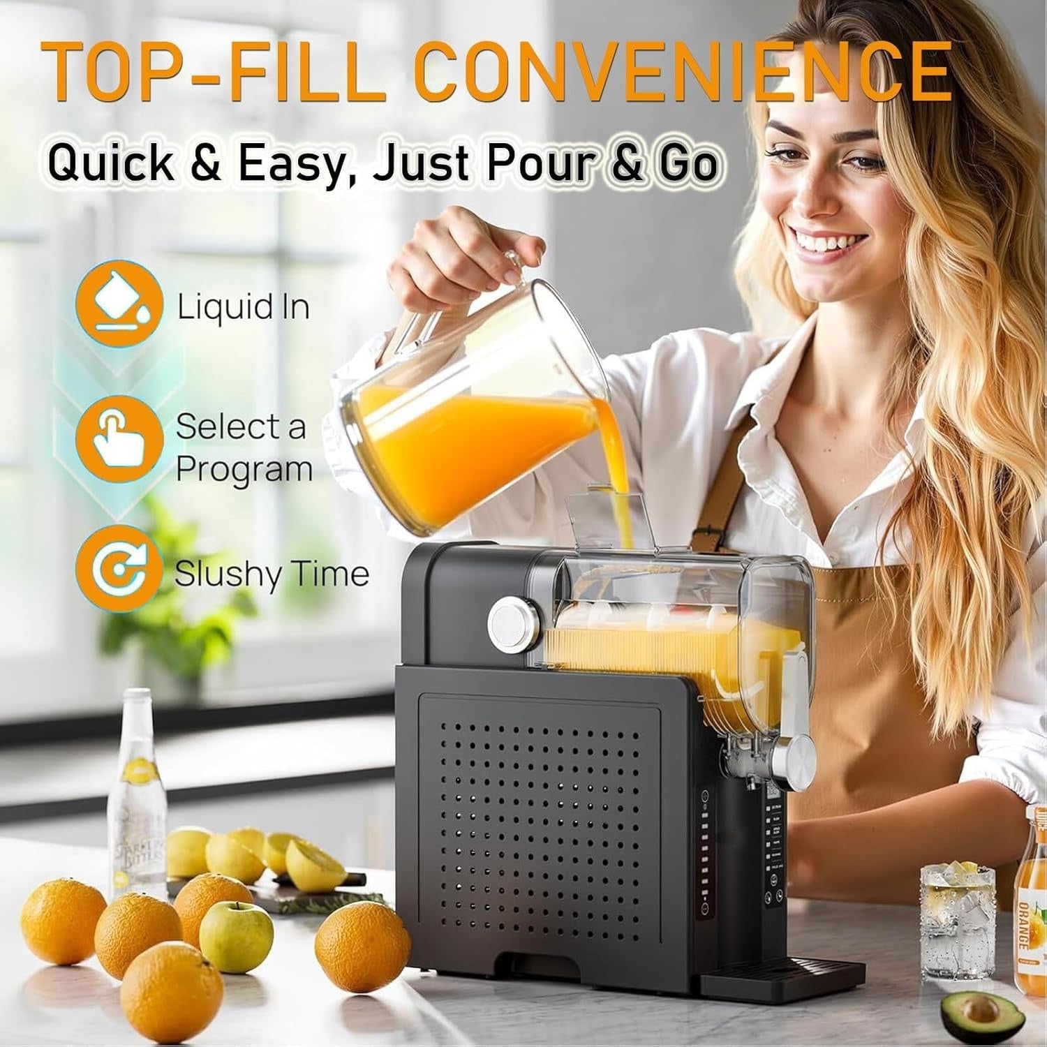 Slushy Machine No Ice Needed Frozen Drink Maker 6 Presets Cocktails