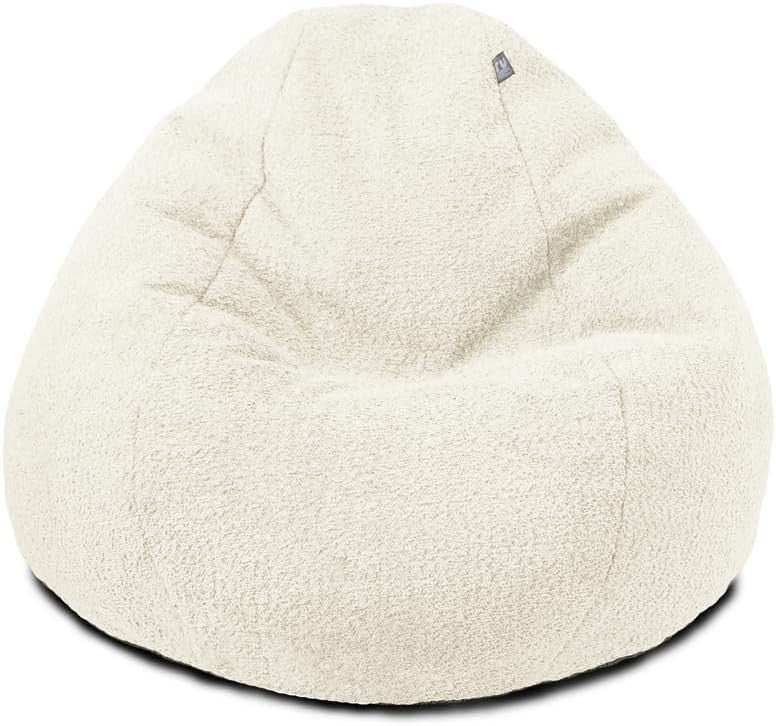 Boucle Bean Bag Chair for Adults – Washable Cozy Lounge Seat 110x80cm