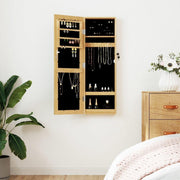 Slim Wall Mounted Jewelry Cabinet Mirror Lockable Vertical Organizer Brown