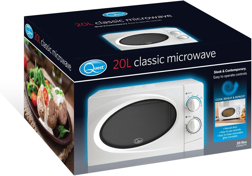 White 20L Microwave 700W 6 Power Levels Manual Timer A Rated