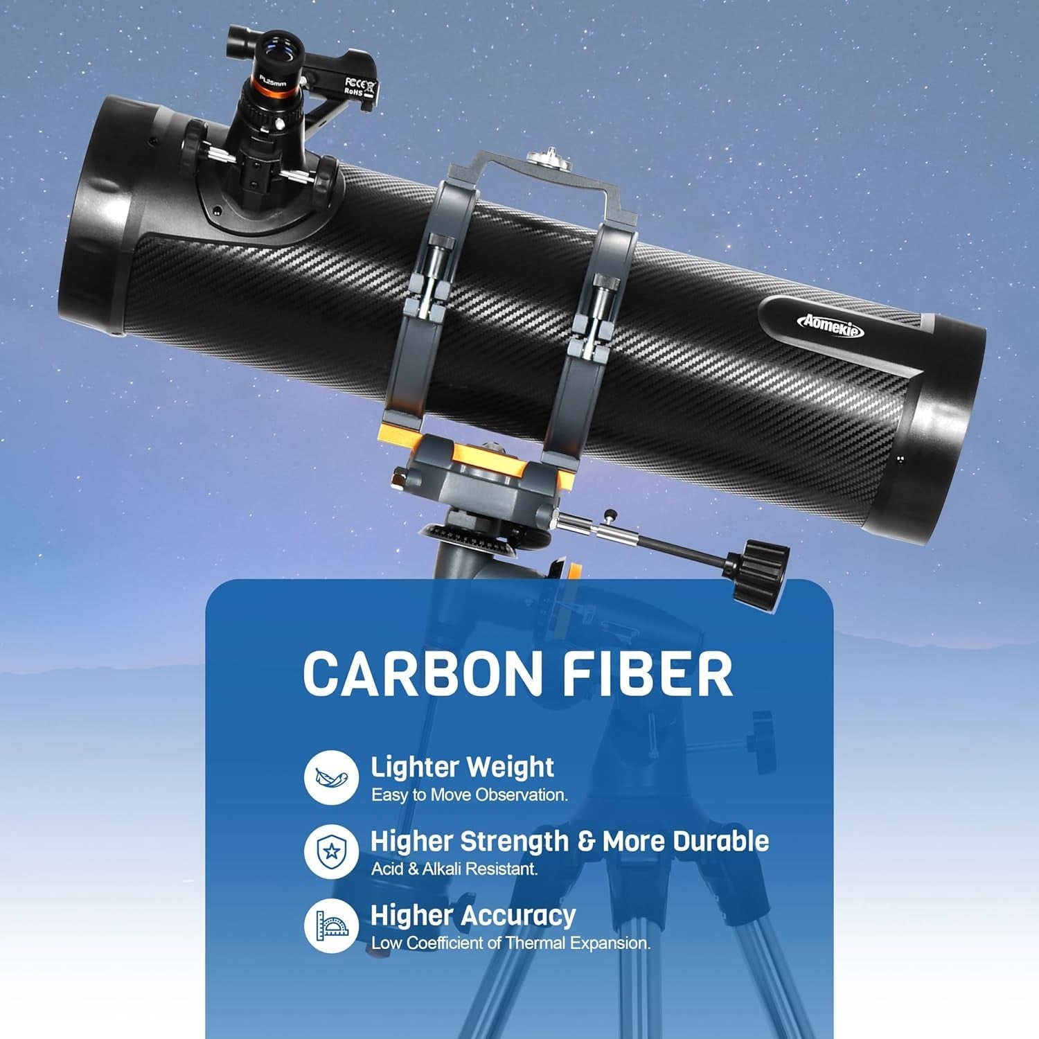 130mm Aperture 650mm Refractor Telescope for Adults & Beginners - Black