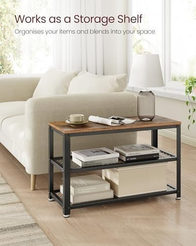 Industrial 2-Shelf Shoe Bench with Metal Frame | Entryway Storage Rack