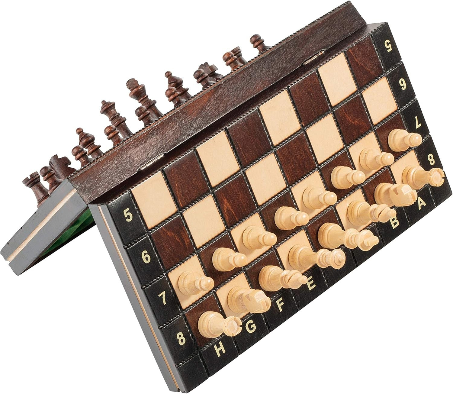 Magnetic 26cm Wooden Chess Set | Portable Folding Travel Board | Handmade Game