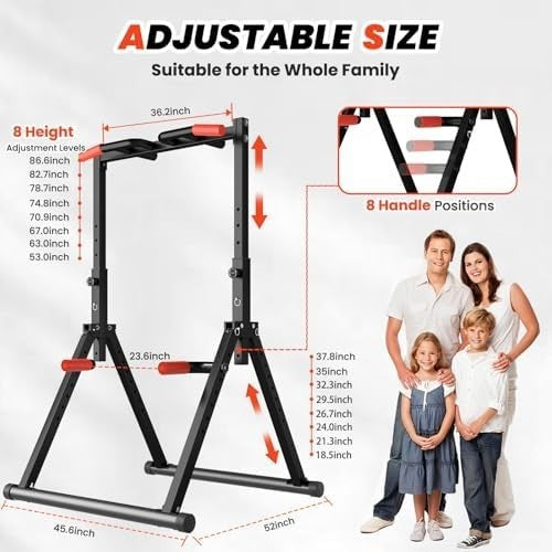 Foldable Power Tower Pull Up Dip Station Adjustable Home Gym Rack