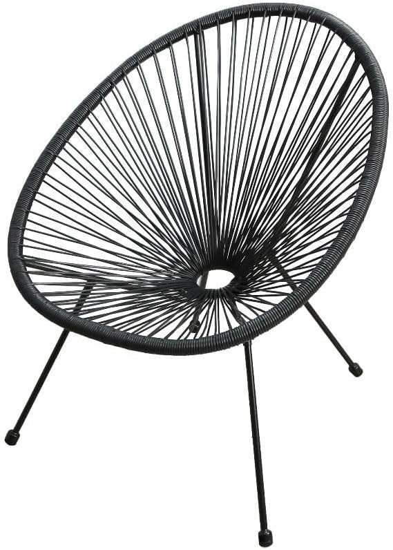 Outdoor Bistro Set 3pcs Egg Chairs & Table Rattan Style Garden Furniture
