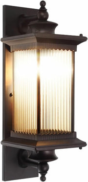 Elegant Brown Outdoor Wall Lantern, Vintage Garden Light Fixture with Glass Shad