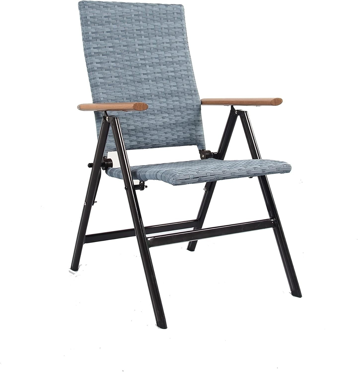 2x Rattan Garden Dining Chairs Folding Reclining Outdoor Patio Balcony