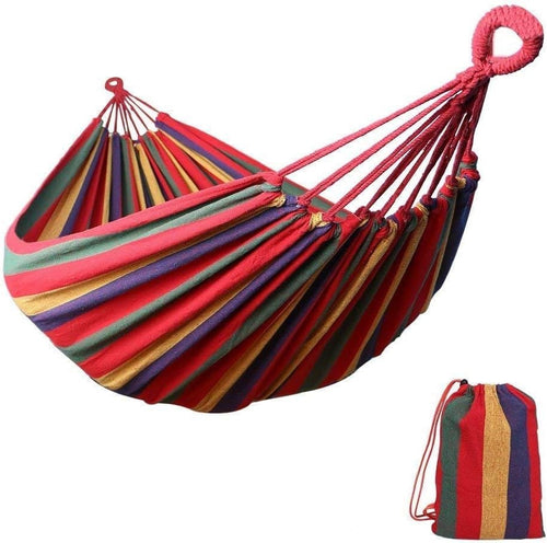 Outdoor Camping Hammock 2 Person Portable Canvas Soft Swing with Carry Bag