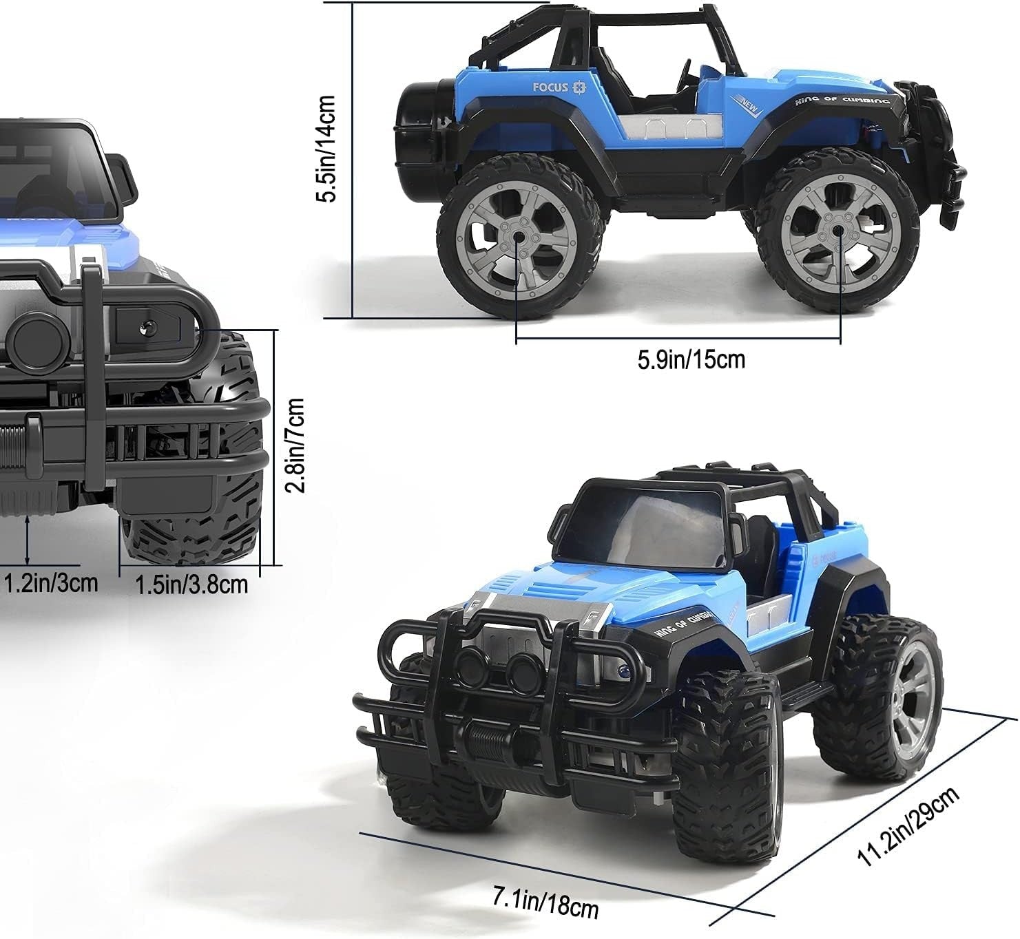 1:18 RC Off-Road Car for Kids, 2.4GHz Racing Truck w/ LED Lights, 80min Play