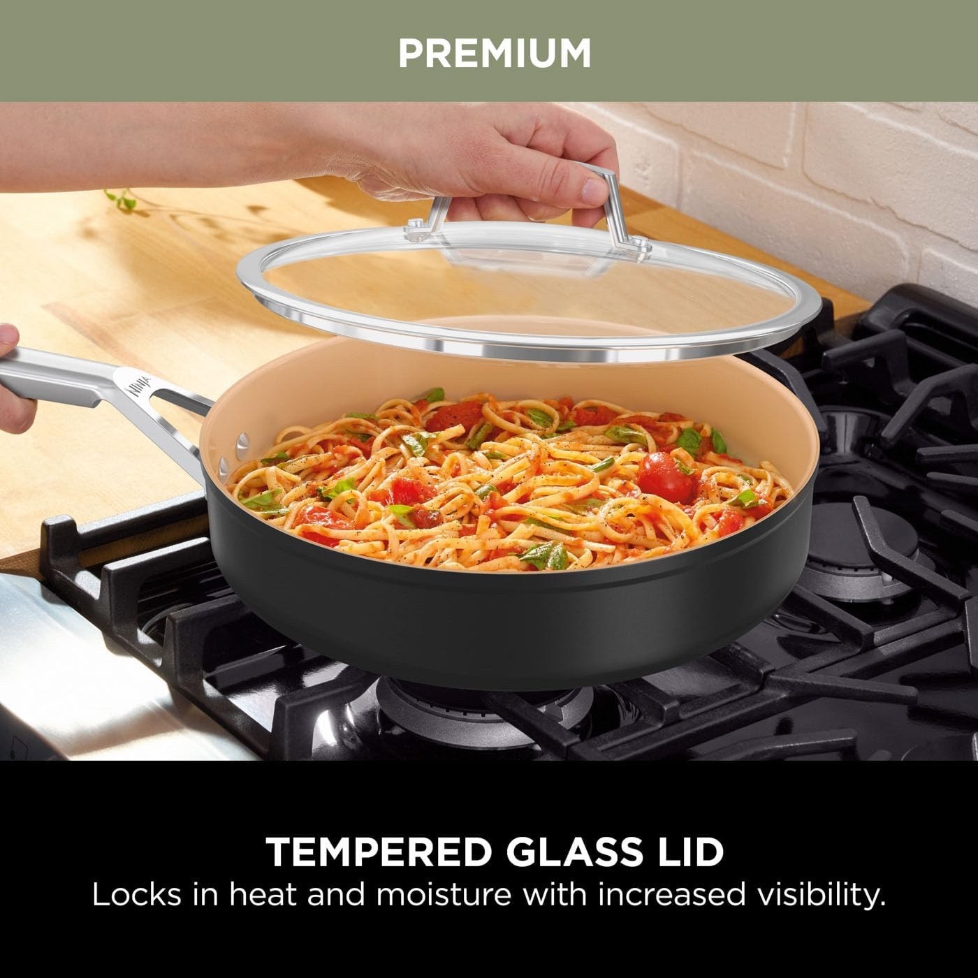 16cm Ceramic Saucepan with Lid – Induction & Oven Safe Non Stick Pan PFAS-Free