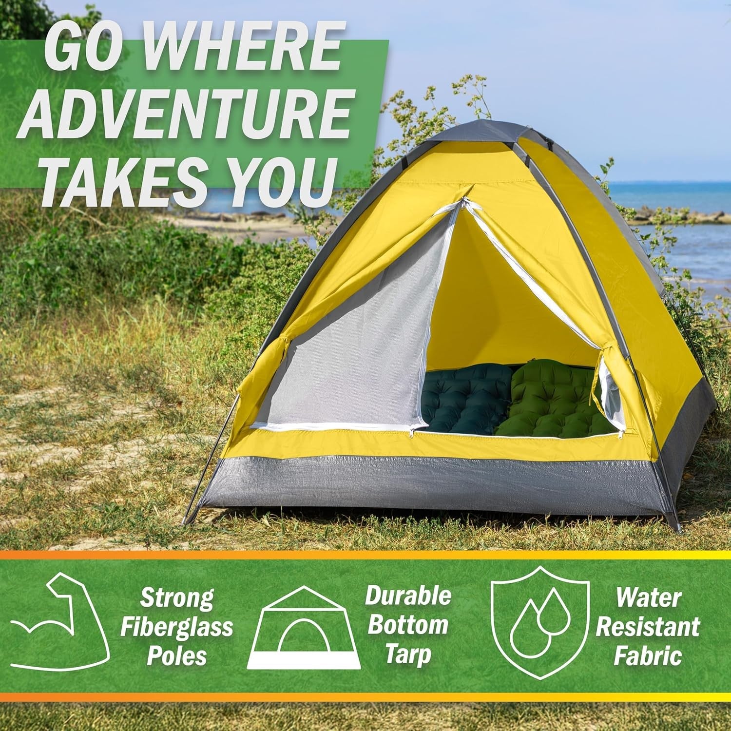 2 Person Camping Tent Waterproof Dome w/ Rain Fly Carry Bag