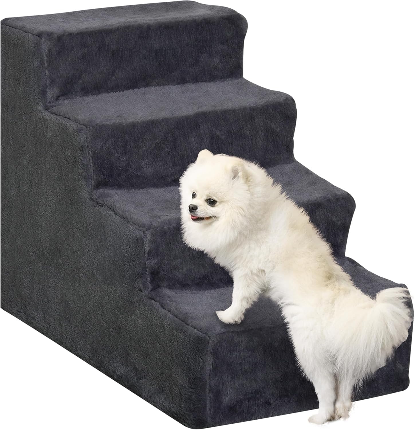 4 Step Dog Stairs Foam Ramp Non Slip Dark Grey 63x43x60cm