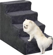 4 Step Dog Stairs Foam Ramp Non Slip Dark Grey 63x43x60cm