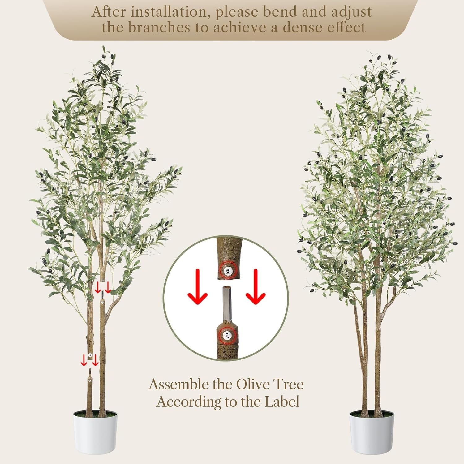 Set of 2 6ft Artificial Olive Trees Tall Faux Plant Indoor Decor with Fruits