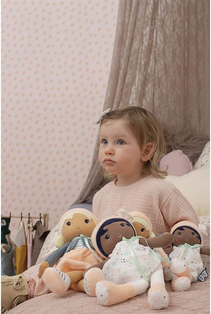32cm Soft Fabric Baby Doll Pastel Star Dress Cuddly First Doll Gift Box