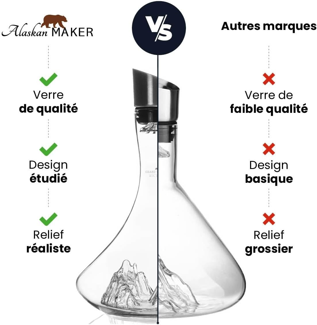 Premium 1.8L Crystal Wine Decanter Hand-Blown Aerator Mountain Base