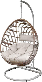 Outdoor Hanging Egg Chair Rattan Swing Seat Fire-Safe Cushions 110kg