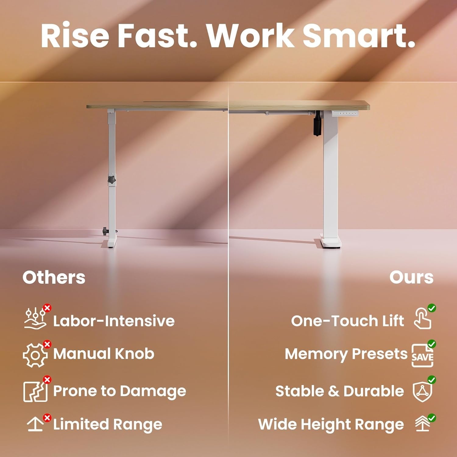 Electric Standing Desk Height Adjustable Sit Home Office Table 80x48cm