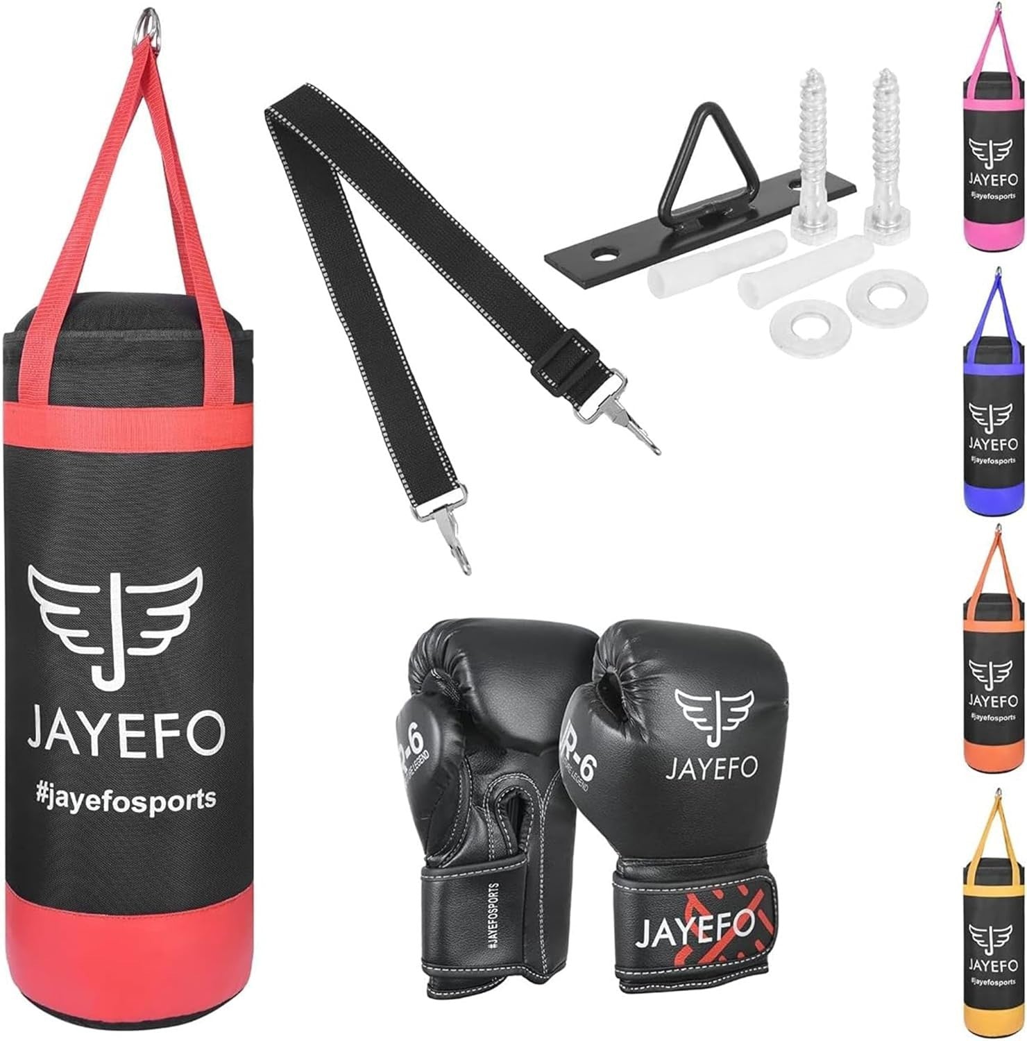 Kids Boxing Punching Bag Set Gloves Wall Mount Unfilled Youth