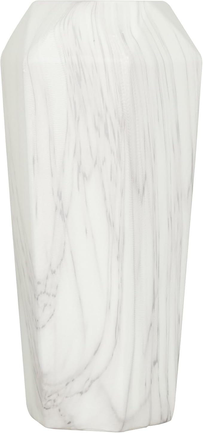 Tall White Stoneware Vase Modern Minimalist Floor Decor 14in Home Accent
