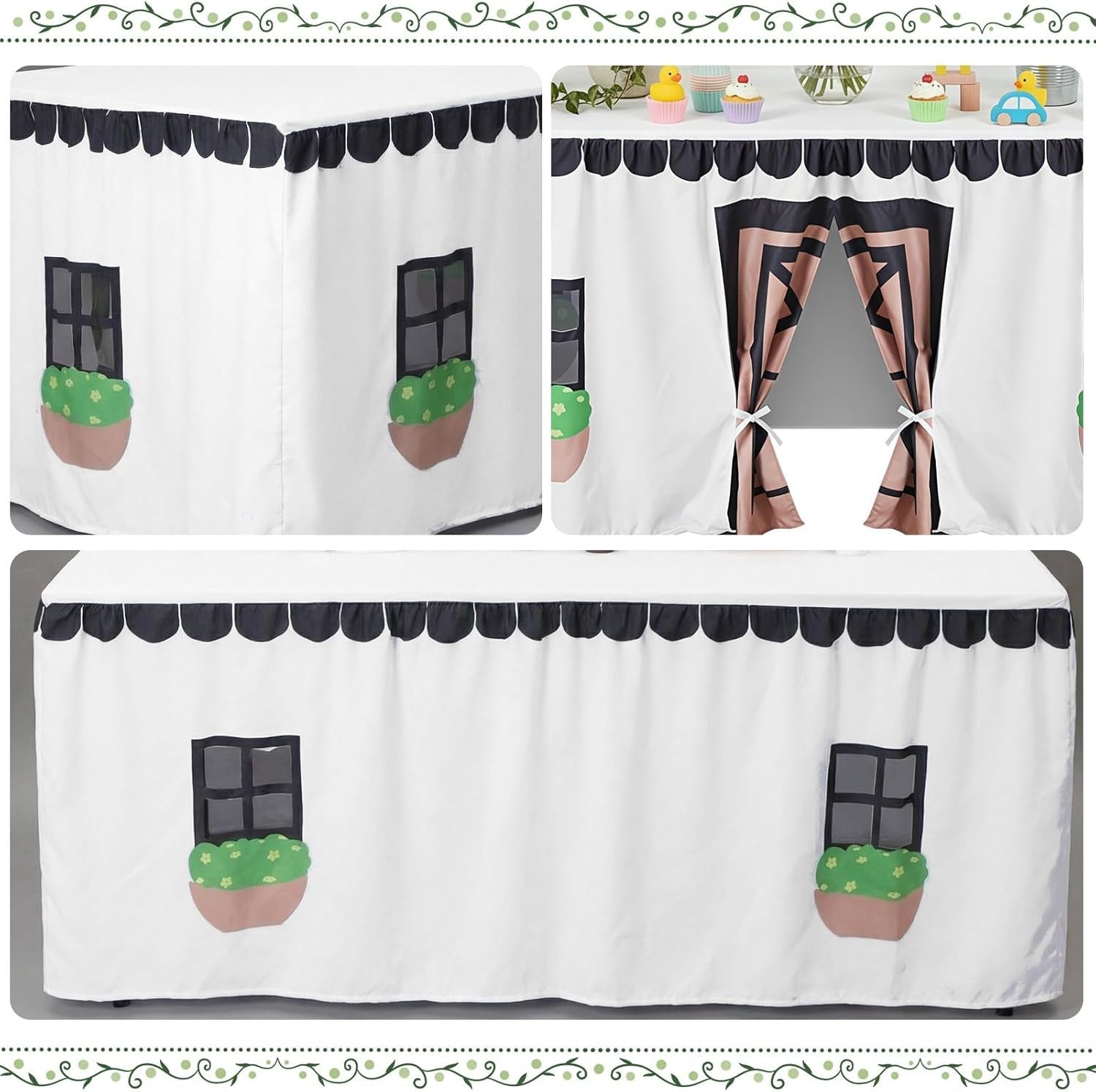 Kids Table Fort Playhouse Cover Indoor Outdoor Farmhouse Tent Large