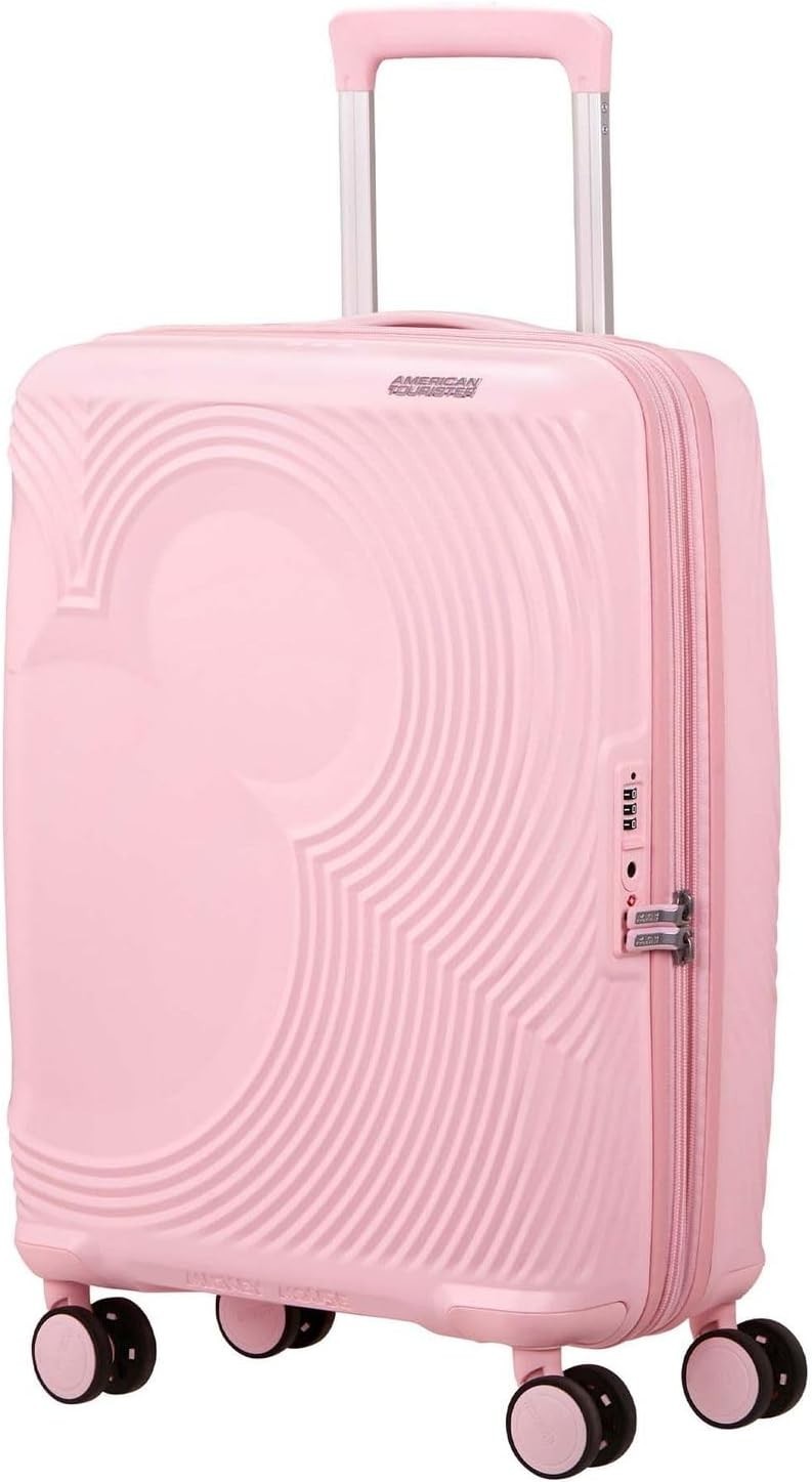 Cabin Hard Shell Suitcase Expandable 55cm TSA Lock Spinner Pink