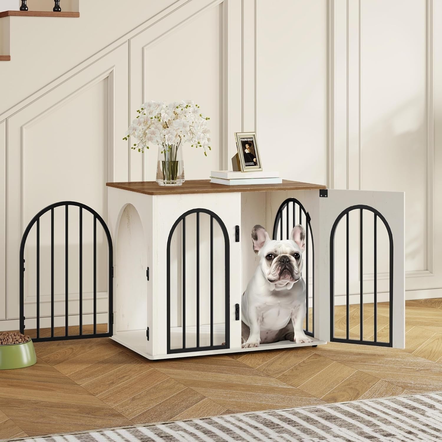 Small Indoor Dog Crate Furniture 68cm – Wooden Kennel Table, Lockable, Anti-Chew