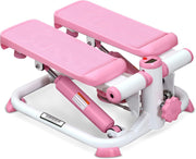 Pink Mini Stepper Cardio Trainer Twist Motion Resistance Bands Compact Home Gym