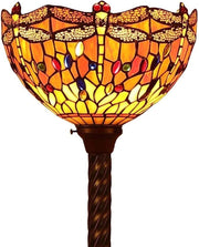 Dragonfly Tiffany Style Stained Glass Floor Lamp 67" Handmade Shade