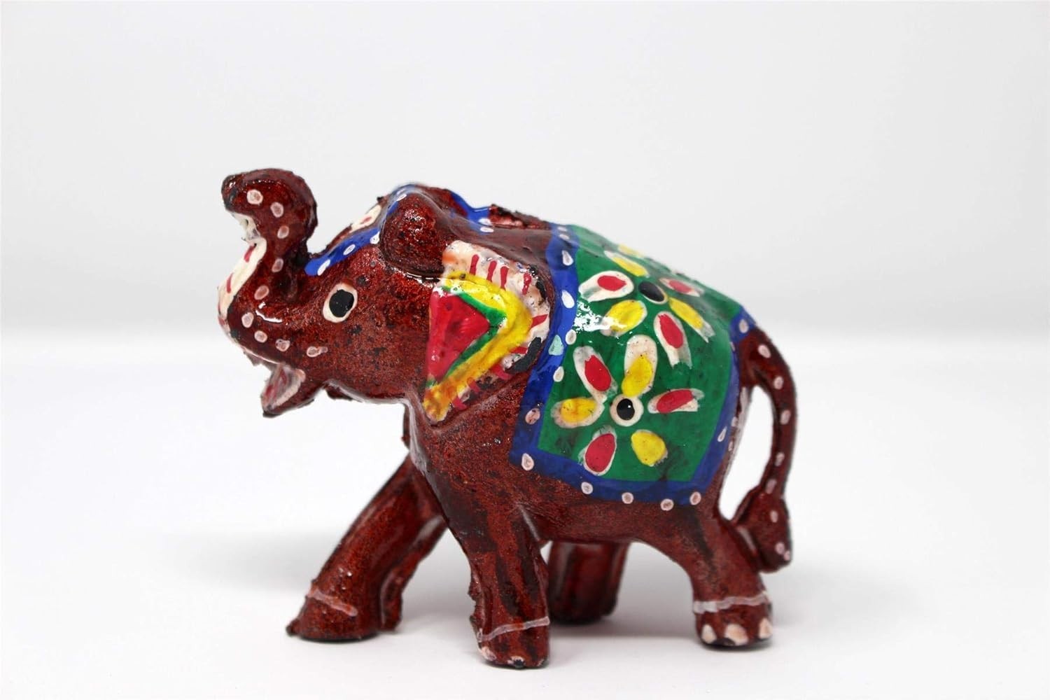 Hand Painted Elephant Ornaments Set of 3 | Colourful Decor Figurines