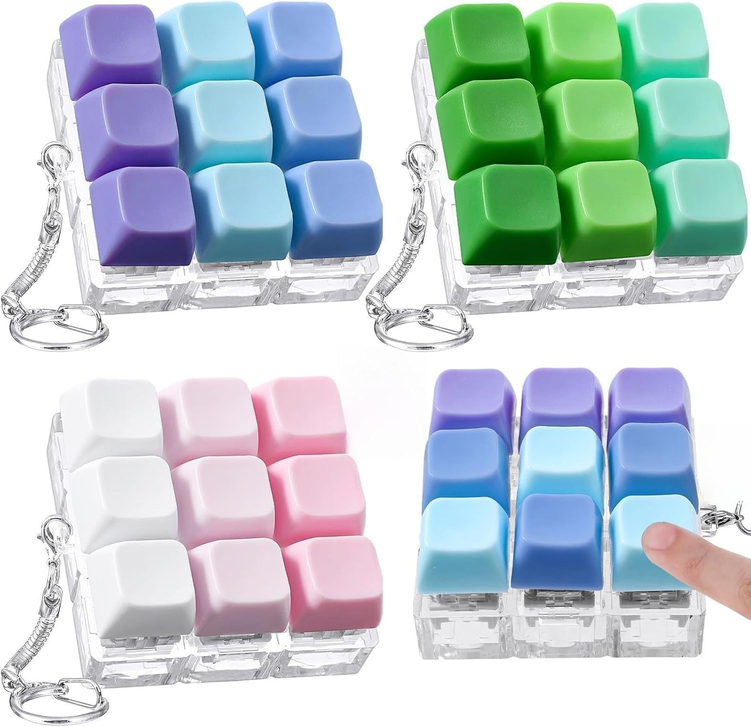 Mechanical Keyboard Clicker Fidget Keychain 3pcs Gradient Stress Toy