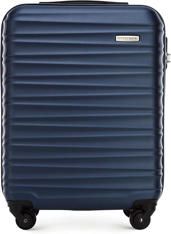 Cabin Suitcase Carry On 4 Wheel Spinner Lightweight Lock 34L Dark Blue