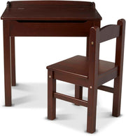 Kids Wooden Lift-Top Desk & Chair Set, Espresso, Compact 30.5x57cm