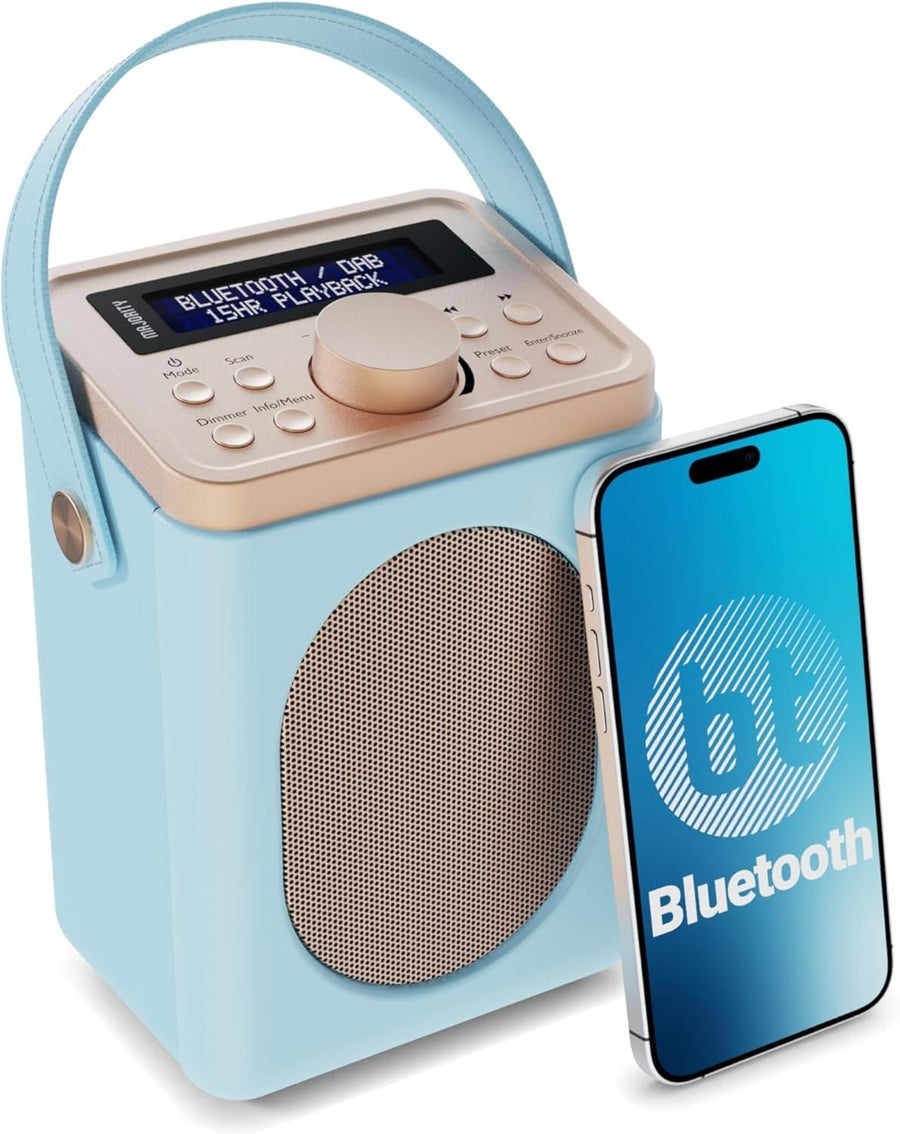 Portable DAB+ FM Radio Bluetooth | 15H Battery | Dual Alarm Duck Egg