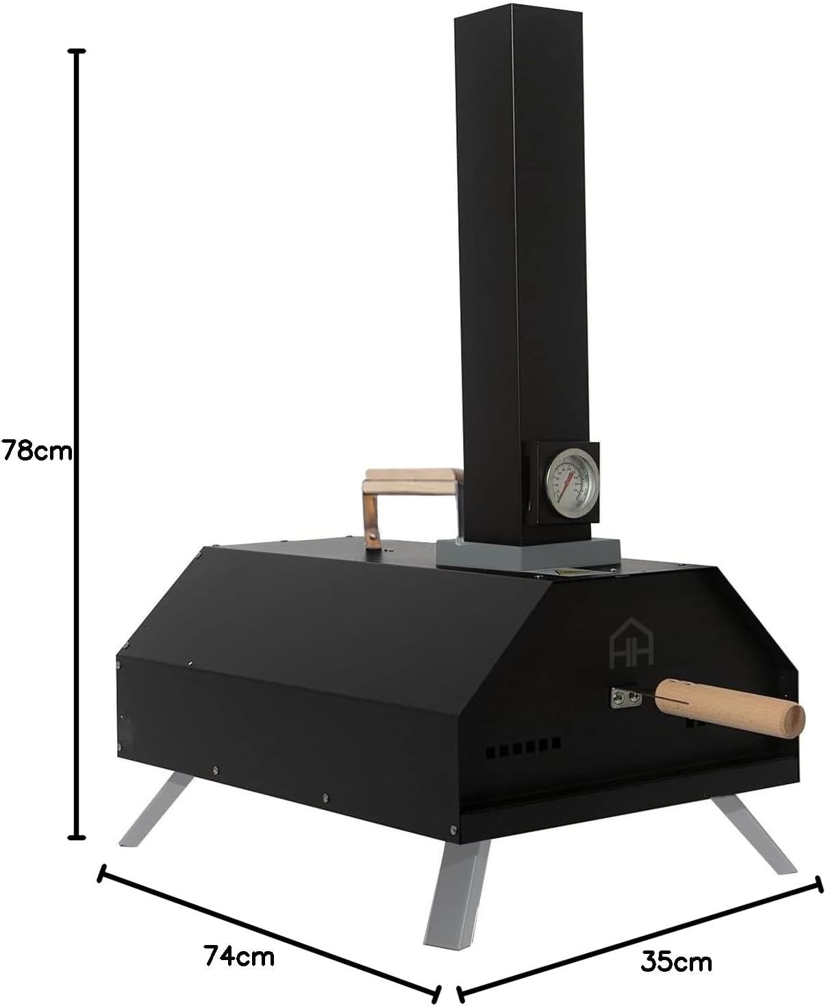 Outdoor Wood Fired Pizza Oven | Stainless Steel BBQ Grill with Stone & Thermomet