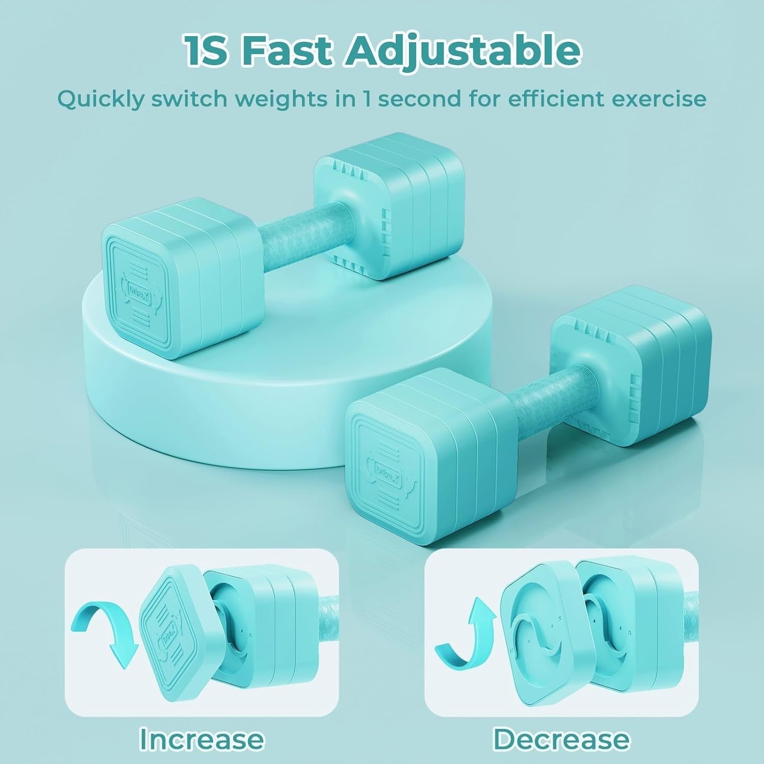 5KG Adjustable Dumbbells Pair 4-in-1 Compact Non-Slip Home Fitness