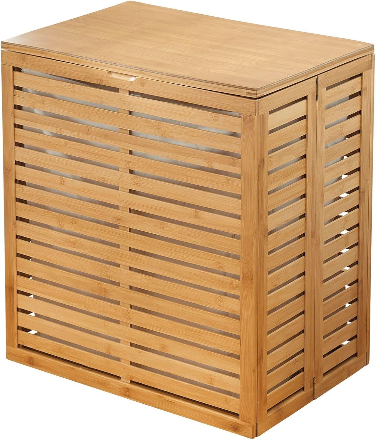 Natural Bamboo Laundry Hamper with Lid & Removable Liner | Foldable Storage Bask